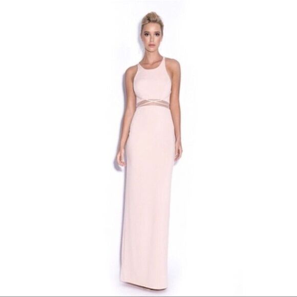 Bariano Australia NWT Light Pink Sheer Midriff Maxi Dress Womens‎ Medium Gown - Picture 1 of 15